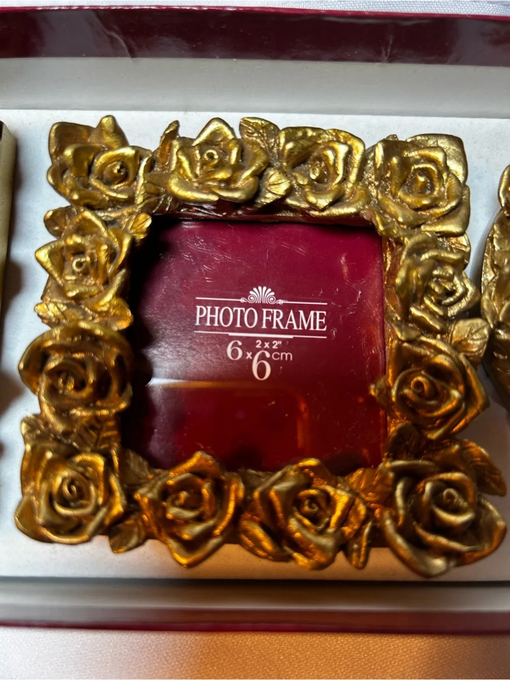 Vintage In Box Set of Three Gold Rose Picture Frames Floral Home Decor Accents